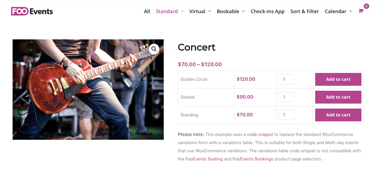 foo events purchase event tickets on woocommerce