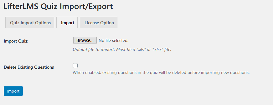 lifterlms quiz import export - how to import quizzes