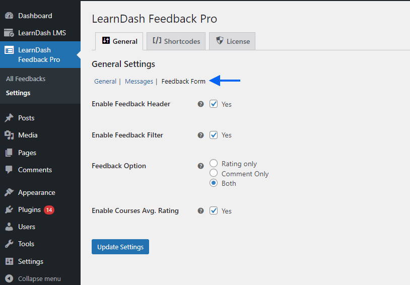 ld-feedback-pro-settings