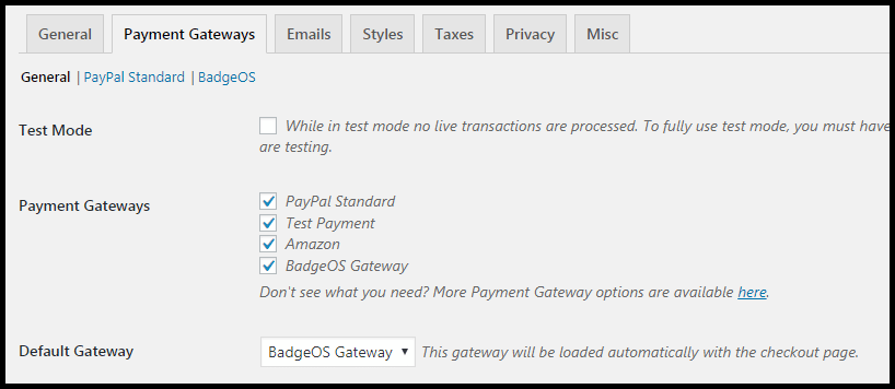 badgeos gateway payment options