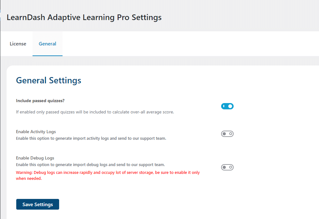 LearnDash-Adaptive-Learning-Pro-General-Settings