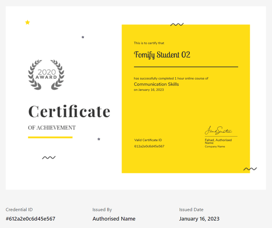 TutorLMS Multi certificate